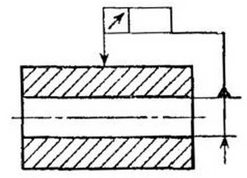 Рамку соединяют с элементом, к которому относится допуск, сплошной тонкой линией, заканчивающейся стрелкой