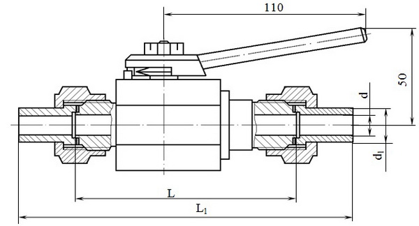 Кран шаровой DN 6, 10, 15, 20, 25; PN 16 МПа ПЗ.39113 (11с38п, 11лс38п, 11нж38п)