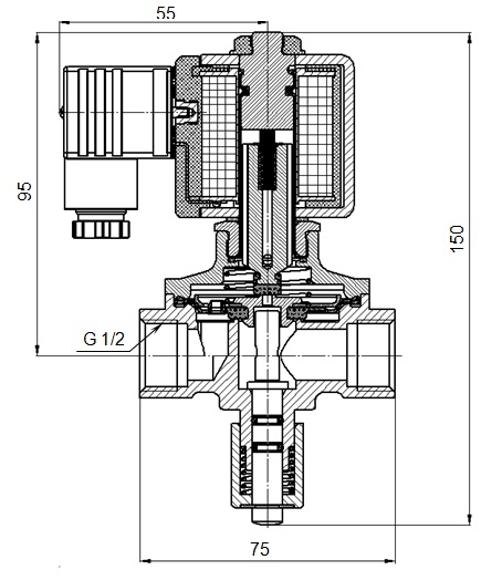 Клапан электромагнитный DN 15; PN 0,08...0,25 МПа ВИЛН.492172.017-14 (КЭМ-15-14)