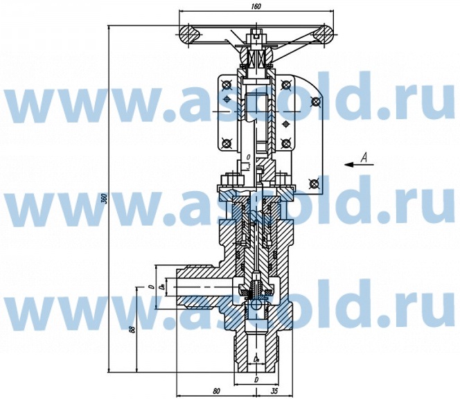 Клапан запорный угловой штуцерный