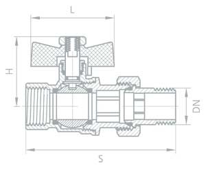 Кран шаровый латунный "BOLARM", никелированный, бабочка, с нак.гайкой