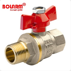 Кран шаровый латунный "BOLARM", никелированный, бабочка, вр.-нр.