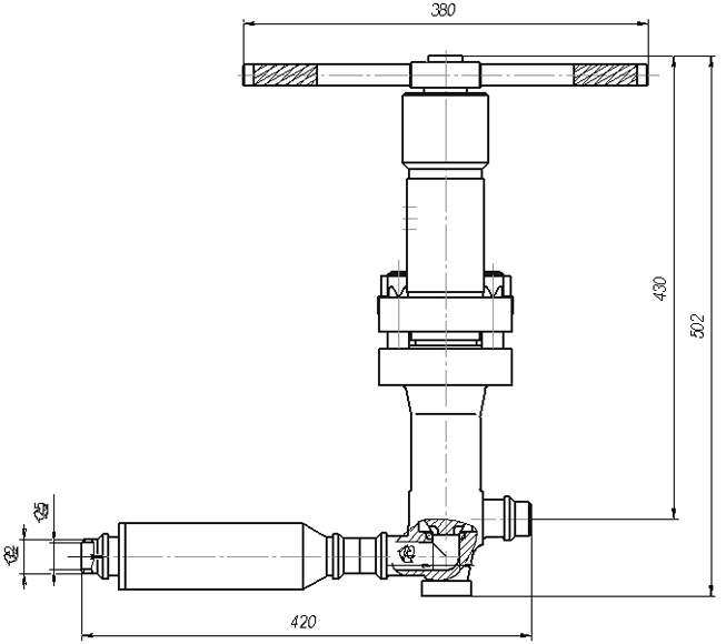 Клапан запорно-редуцирующий DN 25, PN, кгс/см2 130, № чертежа ЦКБ У27002