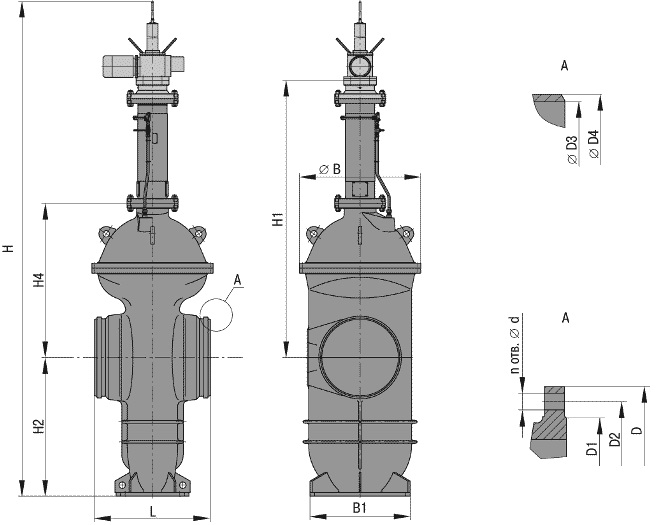 С электроприводом и ручным управлением - DN 300 - 1200 мм, РN 6.3 - 15.0 МПа