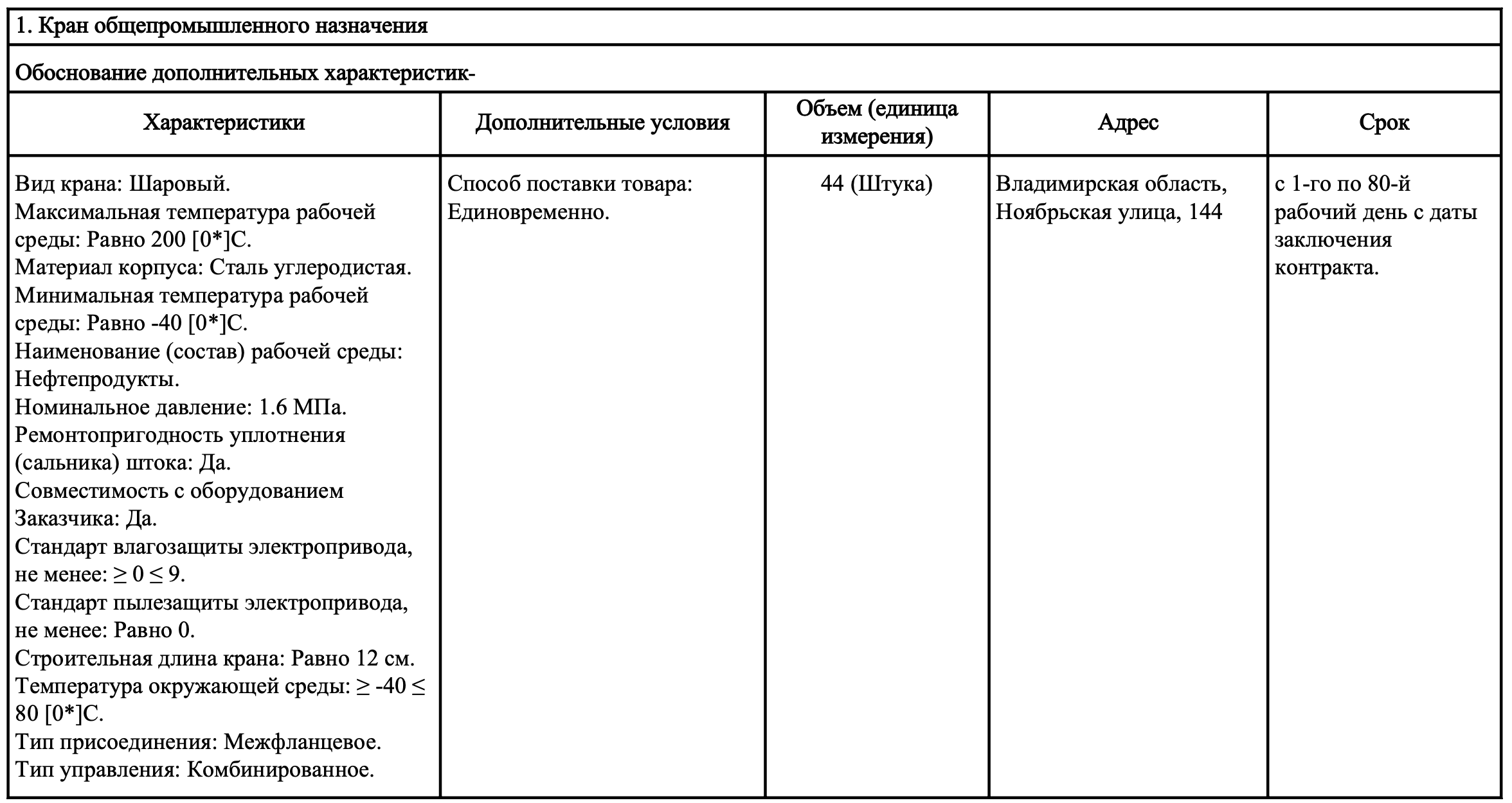 Шаровые краны опубликованы в закупках ООО «Научно-производственное предприятие БИОТУМ»