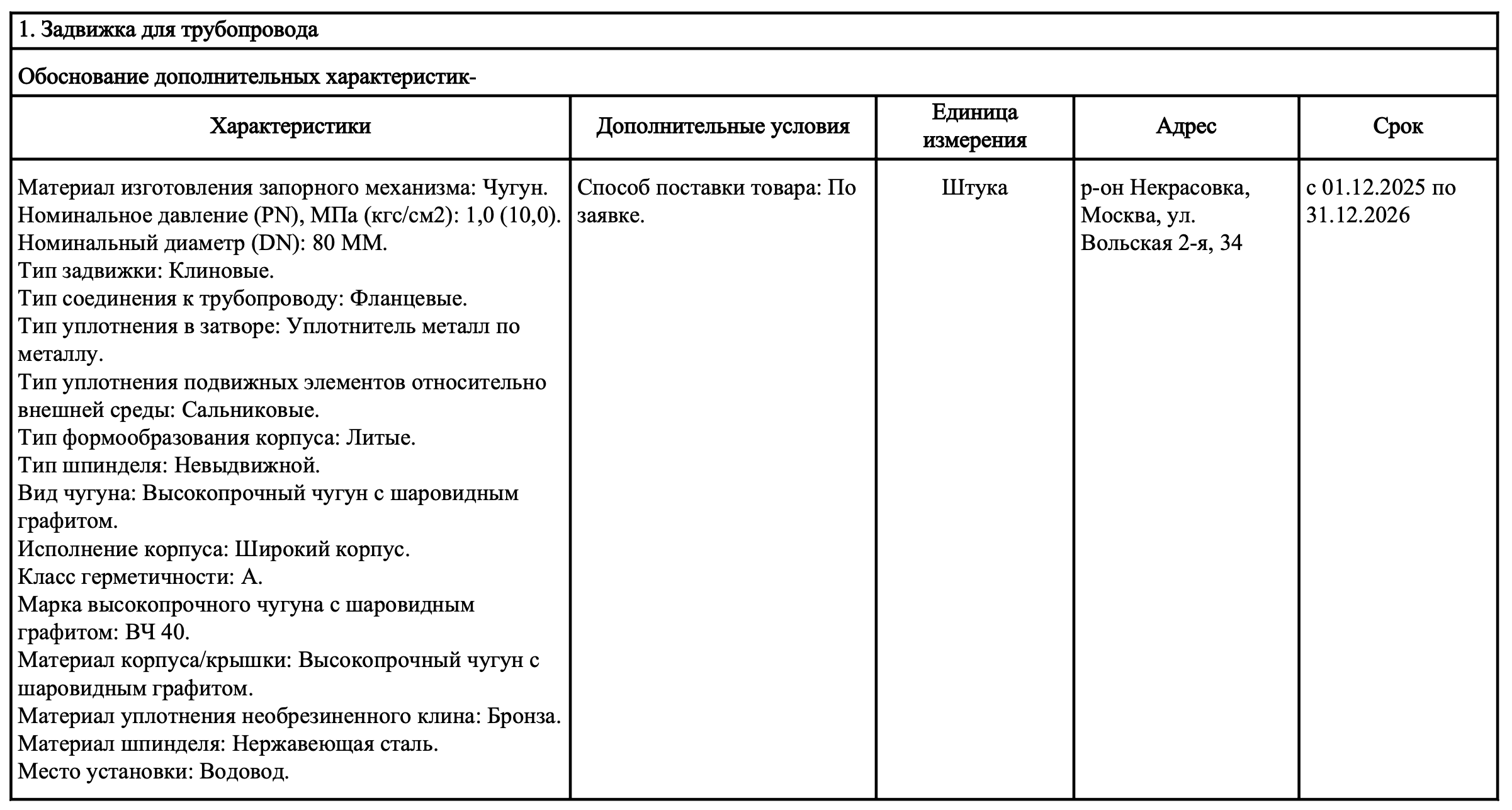 Компания «Мосводоканал» закупает клиновые задвижки с уплотнением металл/металл
