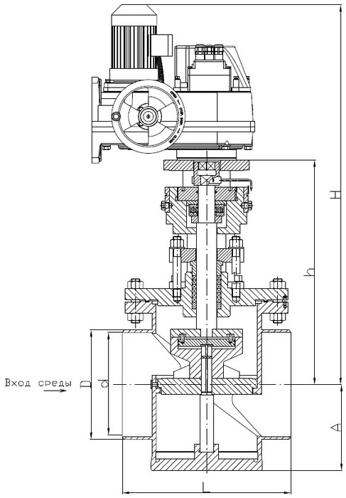 Клапан регулирующий серии РК 109 с электроприводом МЭОФ-1000/25