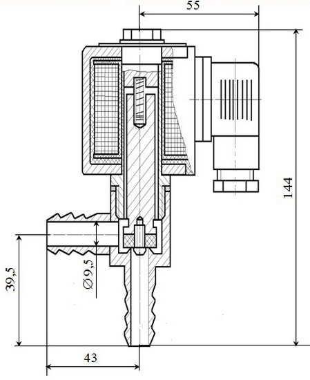 Клапан электромагнитный DN 10; Pp До 1,0 МПа ВИЛН.492279.001