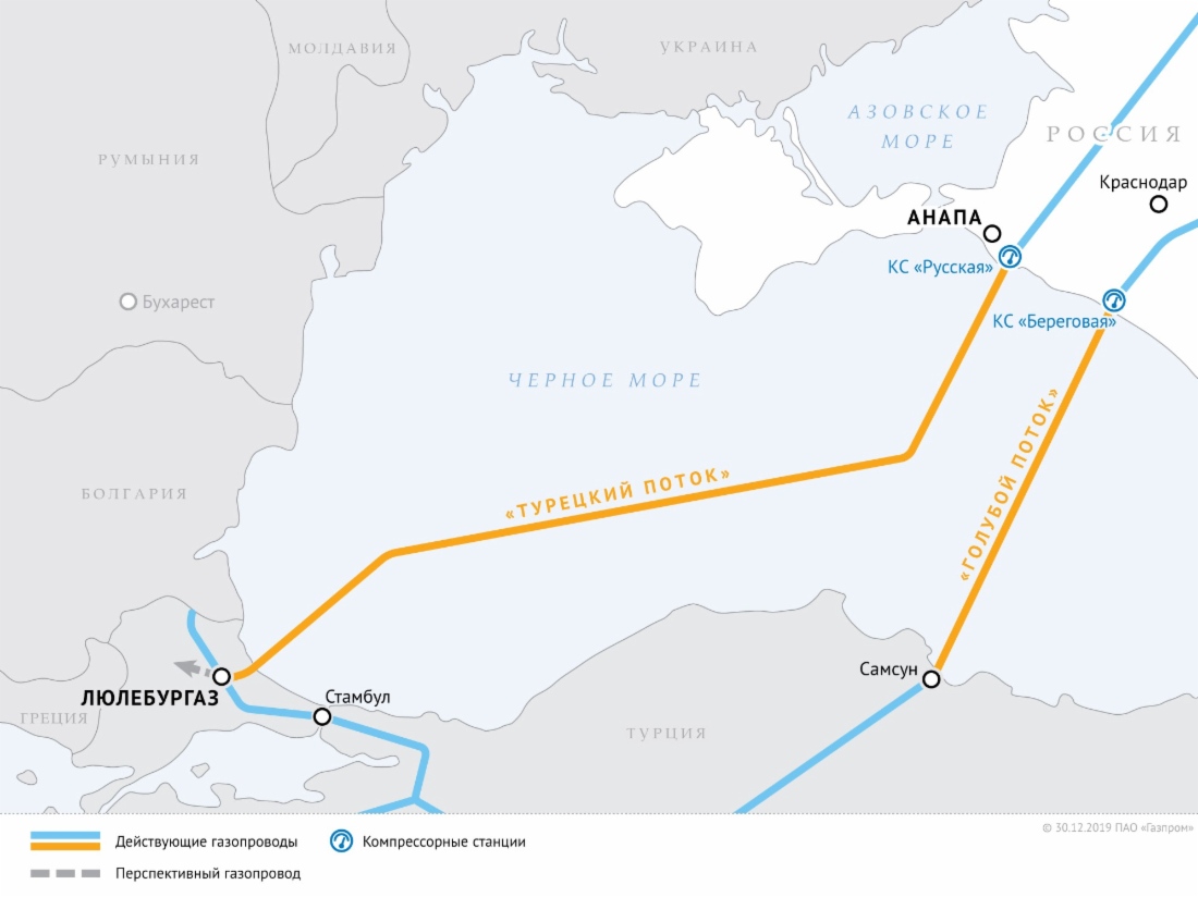 Газопровод «Турецкий поток» введен в эксплуатацию
