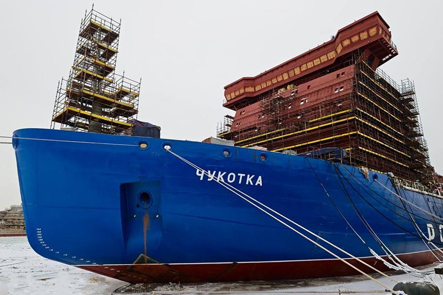 Балтийский завод ОСК продолжает строительство серийного атомного ледокола «Чукотка» проекта 22220